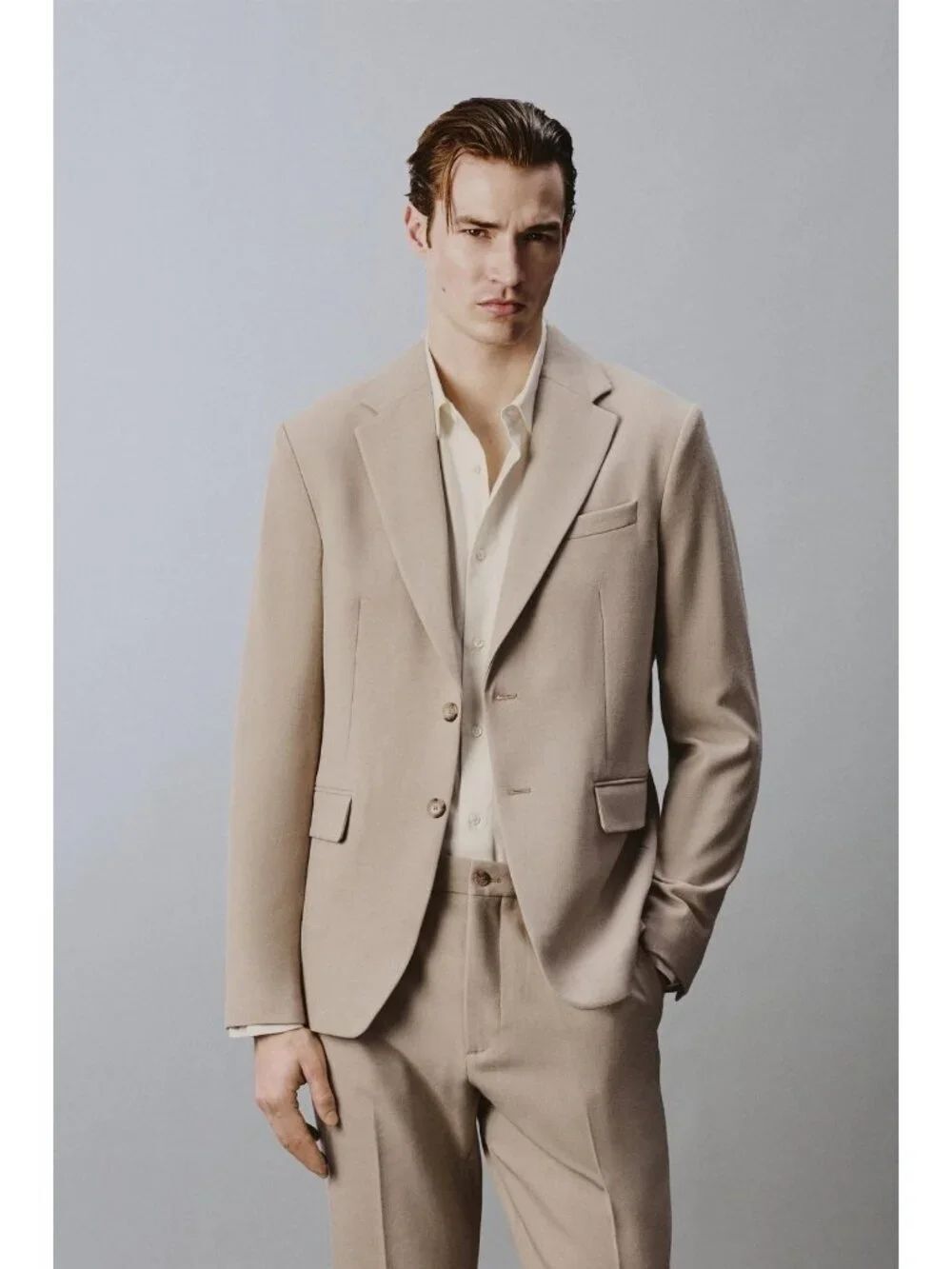 Zara Mens Suit Blazer Jacket EU 50 US 40 Beige Tan Slim Fit 4425/909 NWD